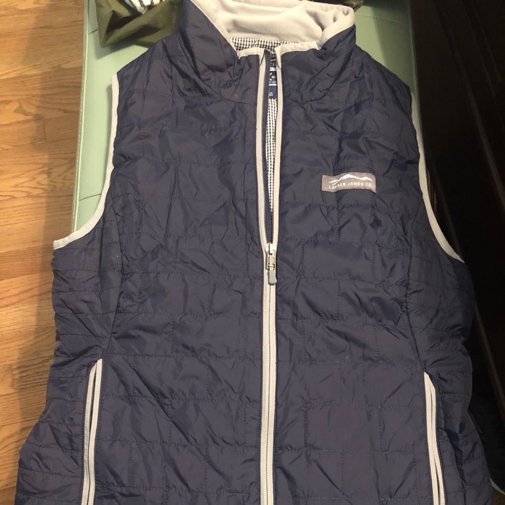 Lauren James navy blue quilted vest medium